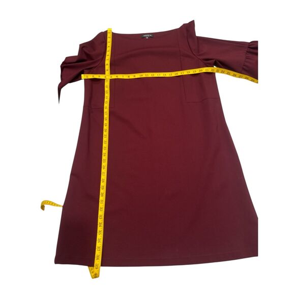 Lafayette 148 New York Marissa Boat Neck Bell Sleeve Shift Dress Maroon XXL - Picture 5 of 7